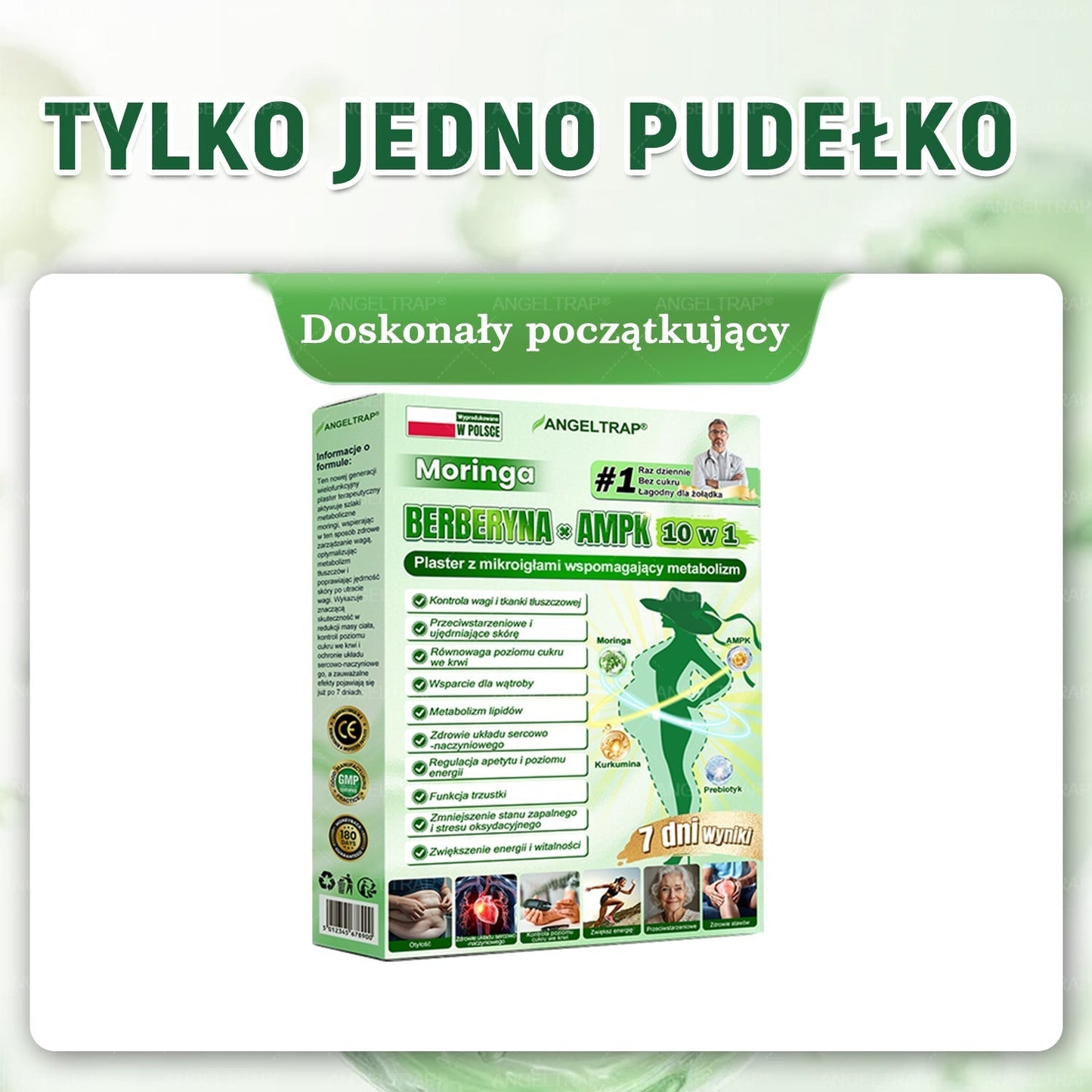 🎀ANGELTRAP® Moringa × Berberyna × AMPK 10-w-1 Wsparcie metaboliczne, plaster z nanotechnologią mikroigłową 🇵🇱(Wystarczy raz dziennie, widoczne efekty w 7 dni) ✅ Na otyłość, wiotką skórę, cukrzycę, bezdech senny, problemy ze stawami i wiele innych